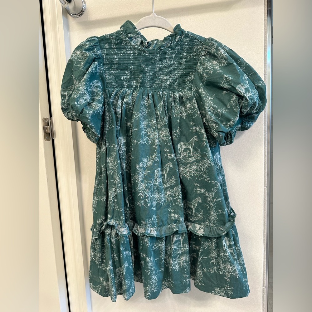 Janie and Jack THE OLIVIA FLORAL EQUESTRIAN SMOCKED DRESS Size 3